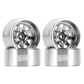 INJORA 1.0 Beadlock Wheel Stamped Steel Beadlock Deep Dish 1.0" Wheels for Axial SCX24 Gladiator Deadbolt Bronco C10 JLU Upgrade Parts(Silver)