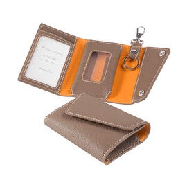 COGURE CONMKC Smart Key Case, Genuine Leather, European Embossed Leather, Transparent Window, Smart Key Holder, Card Slots