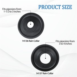 14136 1.5"-3" Rain Collars and 14137 3"-4" No-Calk Roof Flashing 4-Pack