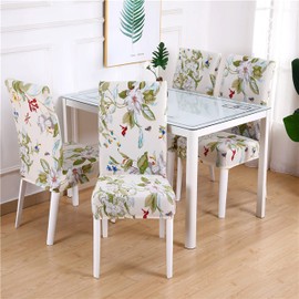 Lalluxy Stretchy Parson Chair Slipcovers for Dining Room Chair seat Covers Chair Protectors for Party Pet Protection Universal Fit Soft Polyester (Set of 6, Beige Flowers II)