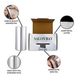 12cm x 100m Premium Hair Foil, Extra Wide & Extra Thick w/Metal Foil Cutter for your Hair Colour needs. 25 Microns thickness. Salon Bay Hair foils Highlighting Hair Care Routine
