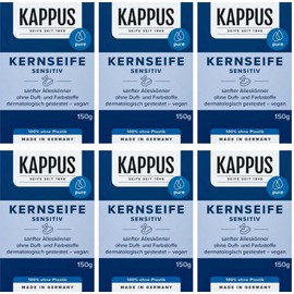 Kappus Sensitive Core Soap - 6 x 150 g (900 g) - Mild Vegetable Cleansing Soap with Glycerine, Fine Fragrance, Vegan & Skin Neutral