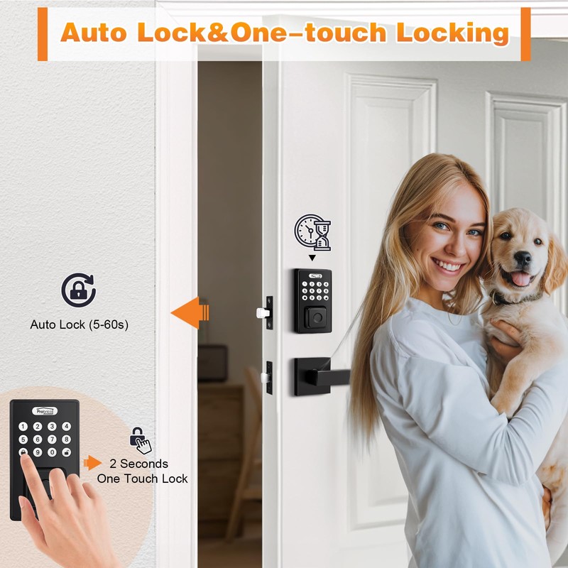 Probrico Keyless Entry Door Lock with Handle, Smart Locks for