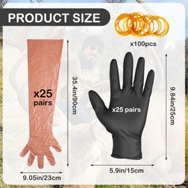 Barafat 50 Disposable Field Dressing Gloves Veterinary Insemination Rectal Long Gloves, Extra Long Sleeve Full Arm (Orange)