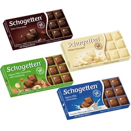 Schogetten German Chocolate Variety Pack, 100g (Bundle of 4-Dark Chocolate, White Chocolate, Alpine, Hazelnut)