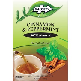Dalgety Cinnamon and Peppermint Herbal Infusion 6x40g Cartons (6 Pack) 100% Natural, Caffeine Free Tea (Total 108 Teabags) ; Delicious and Packed with Unique Health Benefits