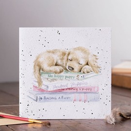 Cute A Pups Life Birthday Card – Sleeping Puppy Dog Wrendale Blank Greeting Card