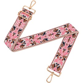 MIRIFRIGE Flower Purse Strap Replacement Embroidery Crossbody Shoulder Strap for Handbag Canvas Purse Extender Accessories (Light pink)