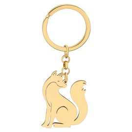 DALANE Stainless Steel Cute Fox Keyring Key Ring Fashion Jewellery Fox Gifts for Women Girls Kids Bag Charms, Gold Plated C