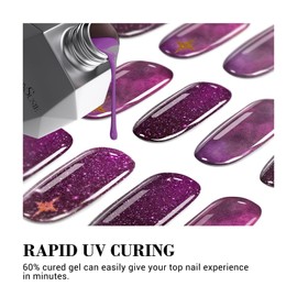 MelodySusie Semi Cured Gel Nail Strips (Deep Purple Sky)- Works with Nail lamp, Salon-Quality, Long Lasting, Easy to Apply & Remove - Includes 30Pcs