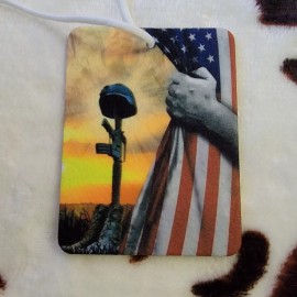 Country Grace With Alisha Army Soldier Flag Unscented Hanging Car Air Freshener Freshie