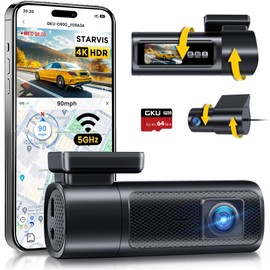 GKU Dash Cam Front and Rear, 4K 60fps＋2.5K Dashcam,STARVIS Sensor, HDR, 5G WiFi GPS, 24H Parking Mode, Night Vision, 170°Wide Angle, Dash Camera for Cars with 1.47 Display, 64G SDcard (Black)