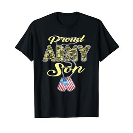 Proud Army Son US Flag Camo Dog Tags Pride Military Child T-Shirt for Men Women Kids