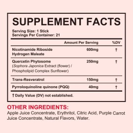 ZOOONE NR1000 NAD+ Drink Mix - Berry Flavor, Energy & Skin Support, 21 Pack