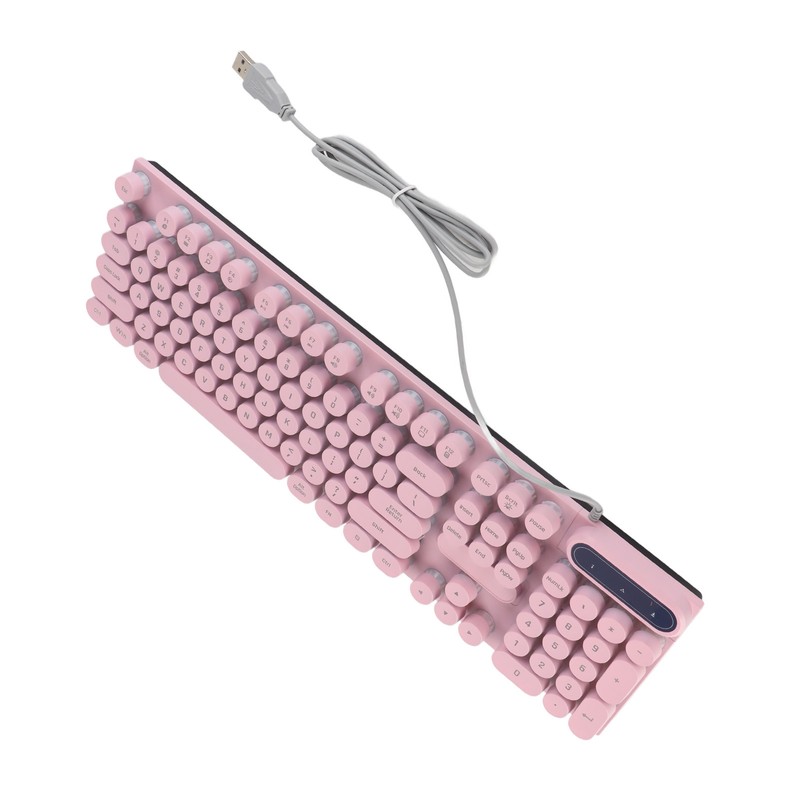 Gaming Keyboard USB Round 104 Keycaps Backlit Ergonomic Fodable Feet