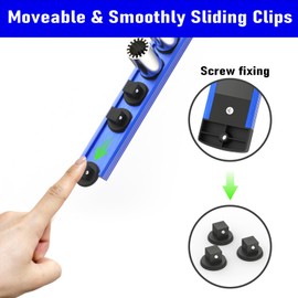 Magnetic Socket Holder Organizer Set, 3-Piece Heavy Duty Socket Rack Kit, 360° Swivel Aluminum Alloy Socket Rail for Tool Box - 1/4-Inch x 14 Clips, 3/8-Inch x 14 Clips, 1/2-Inch x 12 Clips