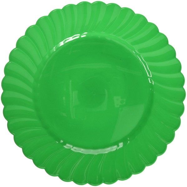 Premium Plastic Scalloped Plates | Festive Green | 10.25"| Pack of 12| Party Supply