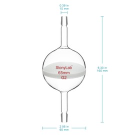 stonylab Filtering Tube, G2 Sand Core Lab Filter Tube with 10 mm Hose Connection for Chemical Experiment, 65 mm Filter Diameter