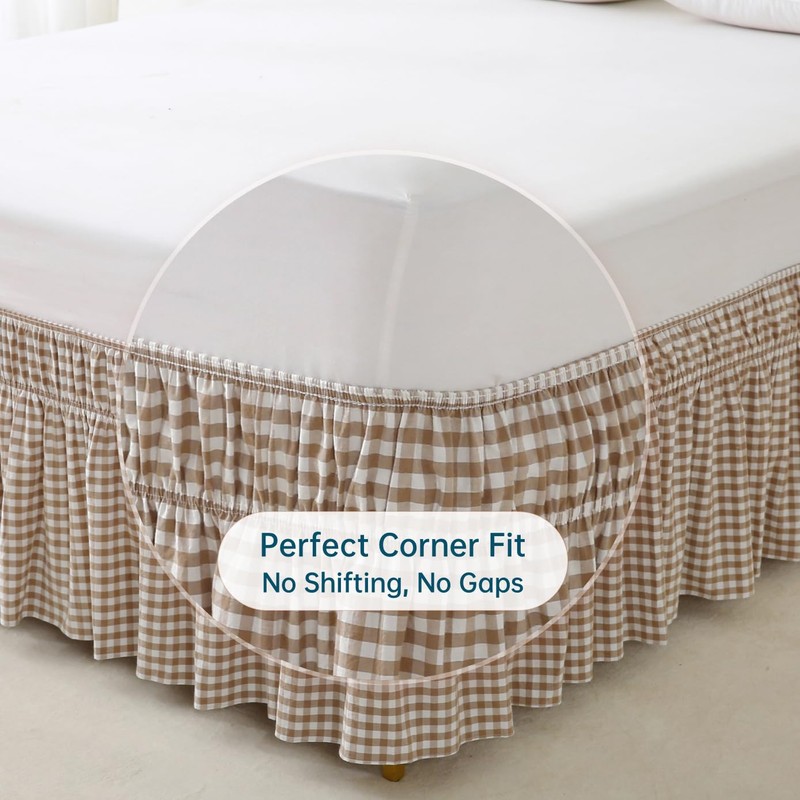 Jilboo Wrap Around Bed Skirt 16" Drop, Queen Size, Warm