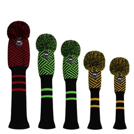 Scott Edward Knitting Golf Club Head Covers Set of 5 Golf Club Headwear Driver Wood 1 Fairway Wood 2 and Hybrid Wood 2 with Rotating Club Number Tags