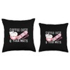 Coffee Cats and Yoga Mats Funny Workout Apparel Throw Pillow,