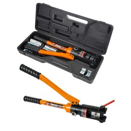 AMZCNC Industrial Hydraulic Cable Lug Crimper (16 TON) 9 AWG to 600 MCM Electrical Terminal Cable Wire Tool Kit with 13 Die Sets