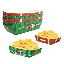Fumwase 24 Pcs Football Paper Food Trays Disposable Football Serving Tray Paper Food Boats for Sport Event Birthday Tailgate Party Football Themed Party Favors Holds Nachos Tacos Fries