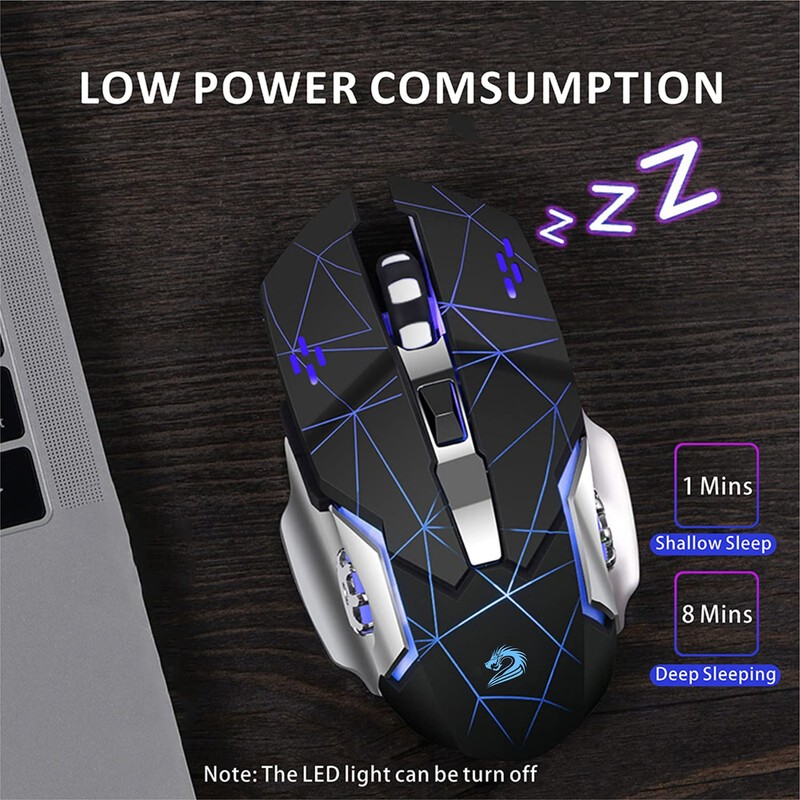 Uciefy Q85 Rechargeable Wireless Gaming Mouse, 2.4G LED Optical Silent