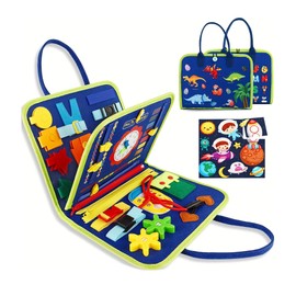 FITZEN Baby Busy Book for Toddlers 1-3 Montessori Busy Board with Sensory Activities for Learning Fine Motor Skills Travel Toys for Toddlers 1-3 (Up to Age of 6) for Airplane Car for Boys and Girls