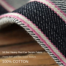 FFTByou 16.5oz Heavyweight Raw Selvedge Denim Fabric｜Vintage Shuttle Loom Woven｜Unwashed Deep Indigo｜35" Wide｜Ideal for DIY Jeans, Jackets, Repairs & Raw Denim Enthusiasts (2 Yard pre Cut)