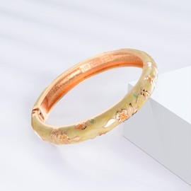 UJOY Cloisonne Bracelet Butterfly Gold Hinge Indian Cuff Bangle Enameled Jewelry Bracelets for Women Gift Box 55A111 Yellow
