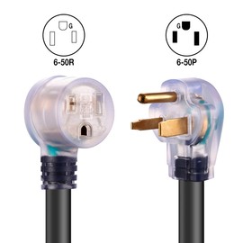 Miady 25ft 50AMP Welder Extension Cord, 8 Gauge Heavy Duty Industrial NEMA 6-50 Welding Machine Cord with Lighted End, ETL Approved