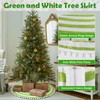 30 Inch Green and White Christmas Tree Skirt with Pom