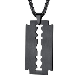 Eboy Chains Pendant Mens Jewelry Punk Black Razor Blade Necklace for Men Cool Chain