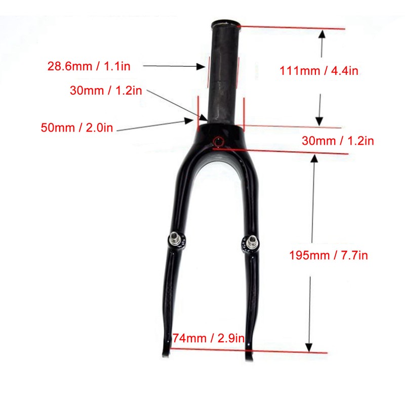 Bike Front Fork 2.9in Lower Fork Open 4.4in Upper Tube