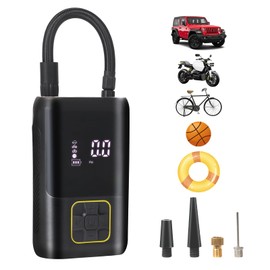 Yuanjoy Luftpumpe 150PSI Elektrischer Kompressor Tragbar Fahrradpumpe Multifunktional Reifenpumpe mit Digital LED Anzeige LED Licht Wiederaufladbarer akku für alle Fahrräder Motorräder und Autos