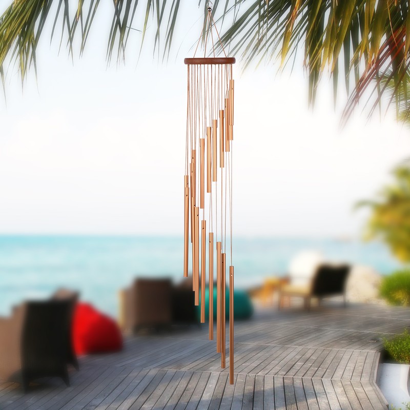 35inch 18-Bar Classic Rotating Wind Chime Solid Wood Aluminum Alloy