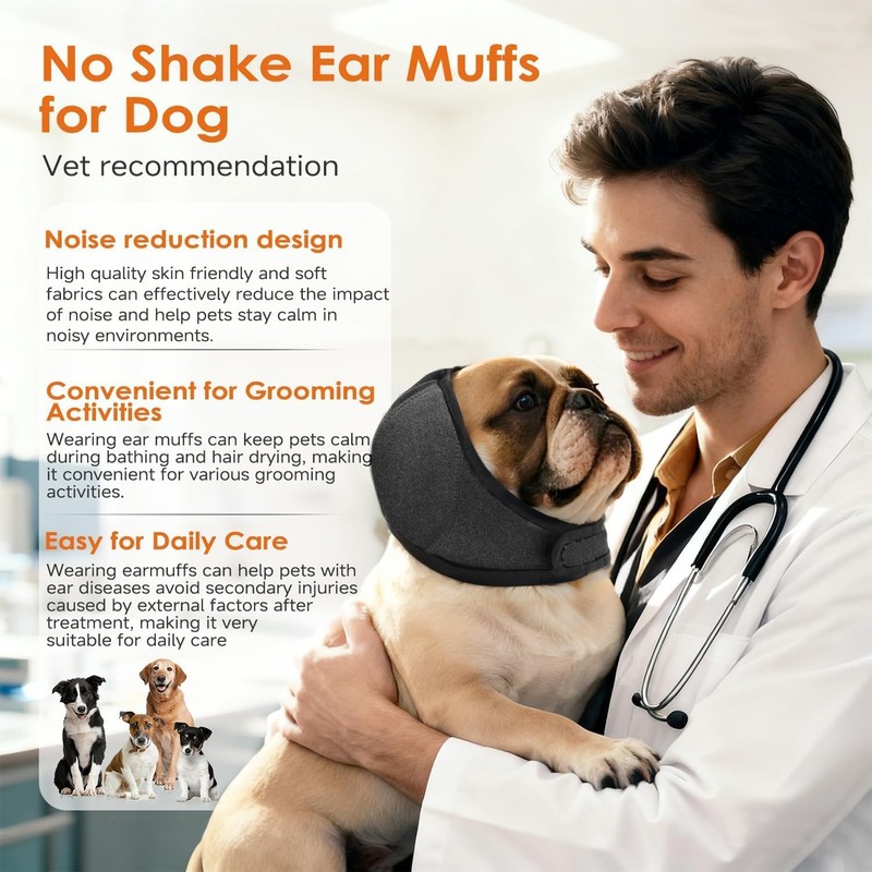2PCS Orejeras Ajustables para Perro, Muffs de Oído de Perro