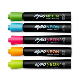 EXPO Neon Dry Erase Marker, Bullet Tip, Assorted, 5 per Set