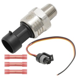 Hoypeyfiy 150 Psi Oil Fuel Pressure Sensor Transducer with Harness Kit, 1/4" NPT Thread Stainless Steel, Replacement for Oil Air Fuel Gas Water