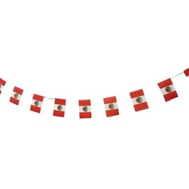 Pandiui23 Peru Flag Chain 45 Feet National Flag Peru 5.5 x 8.25 Inch PVC Rectangular Red for Garden Bar Decorations