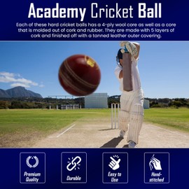 Splay Academy Red Cricket Ball Senior Adult Balls Leather Club School 5.5 Oz