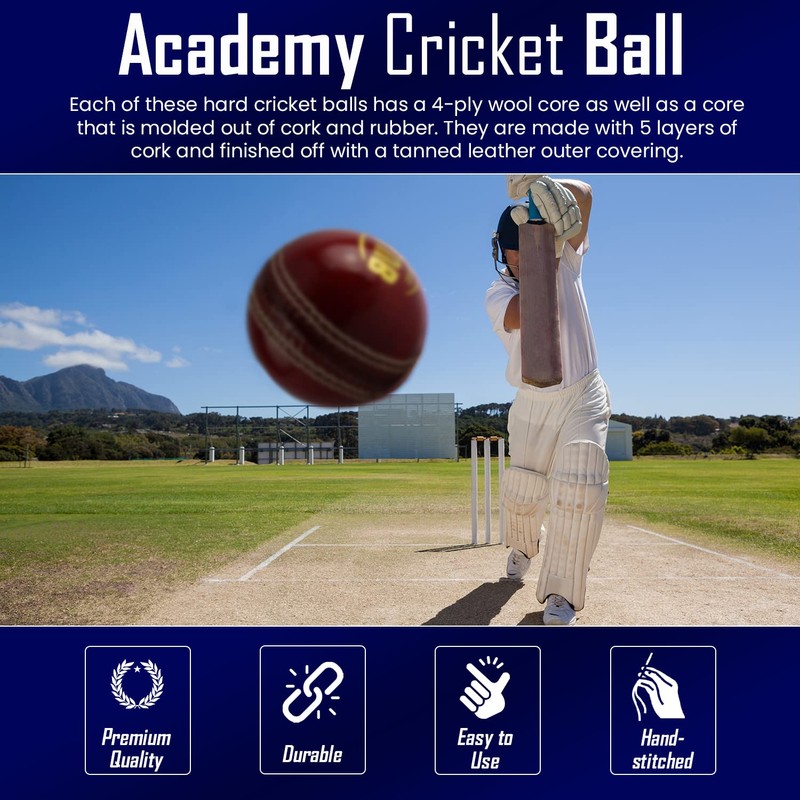 Splay Academy Red Cricket Ball Senior Adult Balls Leather Club