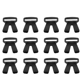 JCBIZ 12pcs Plastic Flat Hooks 15mm I.D. Backpack Multi-Purpose Accessory Split Hooks for Car Roofs, Bicycles, Garages and General Outdoor Equipment
