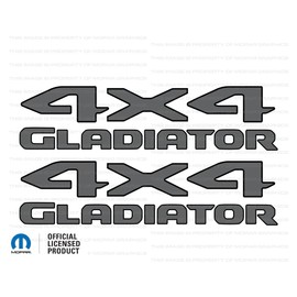 Decal Mods 4x4 Gladiator Bedside Graphic Decals/Stickers fits Jeep Wrangler/Gladiator JL/JT (2019-2024) Dark Gray w/Black Outline FDRKGBO (Set of 2) | FJ2N2