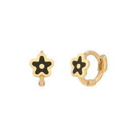 Gold&Deer 14K Goldfield Mini Black Flower One-Touch Earrings Rose Gold / 골드앤디어 14K 골드필드 미니 블랙 플라워 원터치 귀걸이 로즈골드