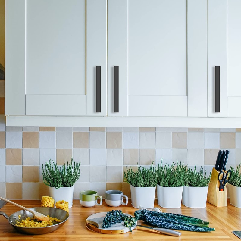 Amerdeco 10 Pack Matte Black Cabinet Pulls 4 Inch(102MM) Hole