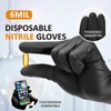 LKDING Nitrile Gloves, Latex-Free, Powder-Free, Black, 0.15mm Thick Fingers, 0.12mm