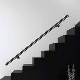 Hand Rails for Outdoor Steps – 4FT Black (Aluminum), Outdoor Hand Railing – Stair Railing Indoor – ADA Compliant, Hand Rails for Indoor Stairs with Wall Mounts, Black