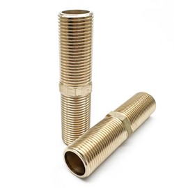 Brass Pipe Fitting, 1/2" x 1/2" G Male Thread Pipe, Faucet Extension Adapter Kits, 4" Long Hex Nipple, 1-Pack